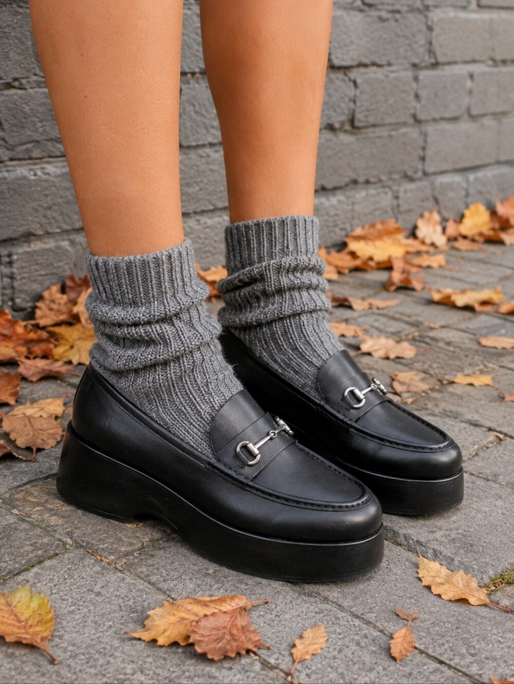Kork-Ease Loafers 10 Black Leather Parson HorseBit Platform Chunky New $220
